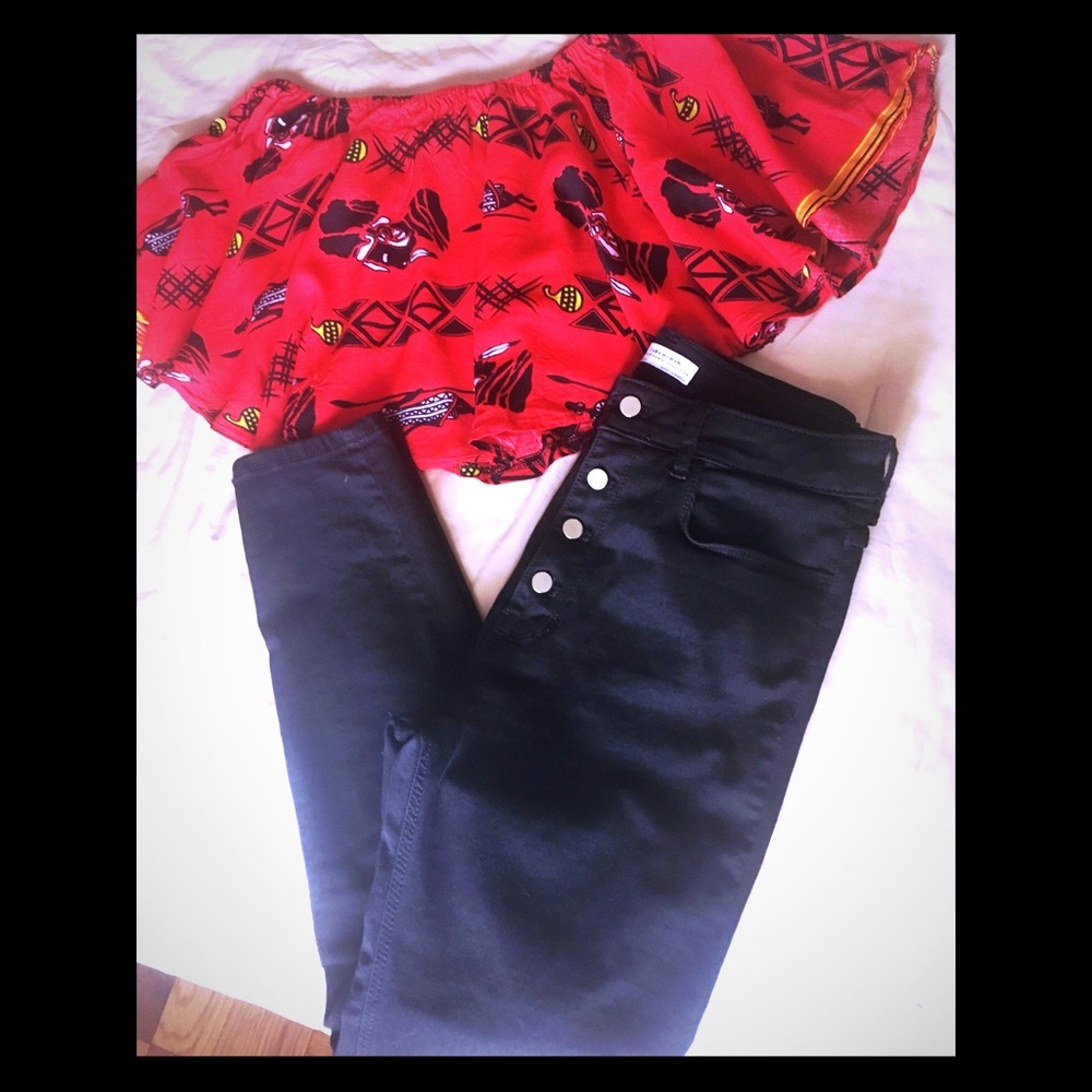 Zara Button-fly high waisted skinnies